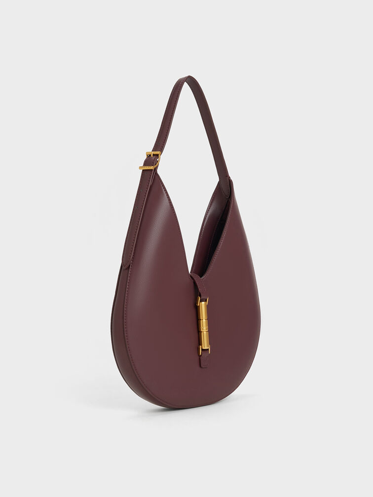 Cesia Metallic-Accent Hobo Bag, Wineberry Red, hi-res
