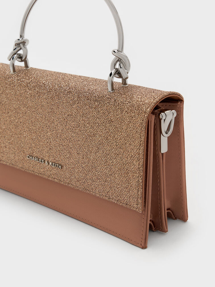 Kristine Glittered Wallet On Chain, Bronze, hi-res