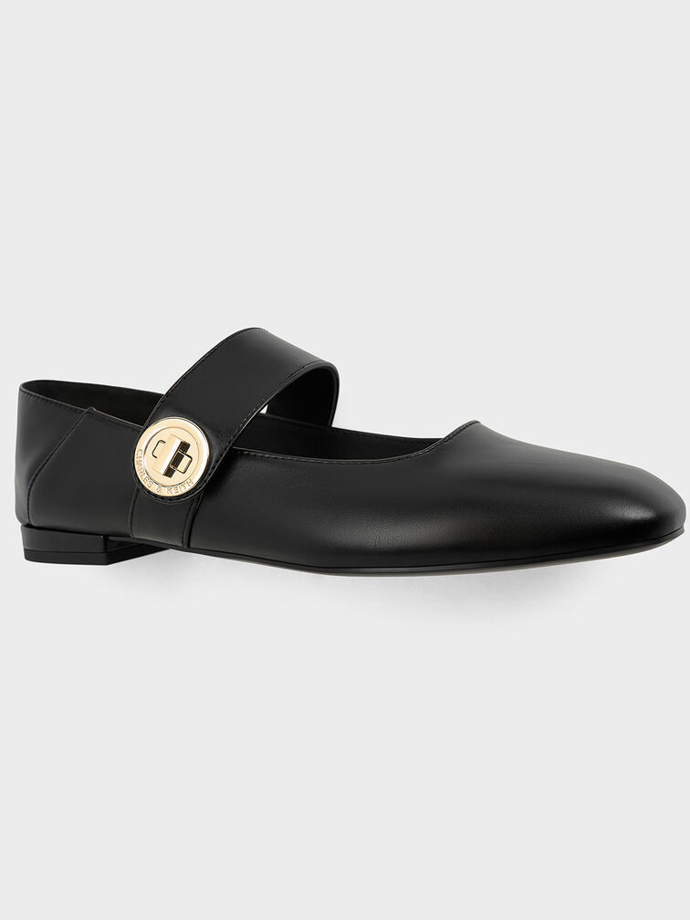 Yara Mary Jane Flats, Black, hi-res