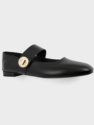 Yara Mary Jane Flats, Black, hi-res
