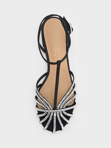 Jaylene Gem Caged Sandals, Black Textured, hi-res