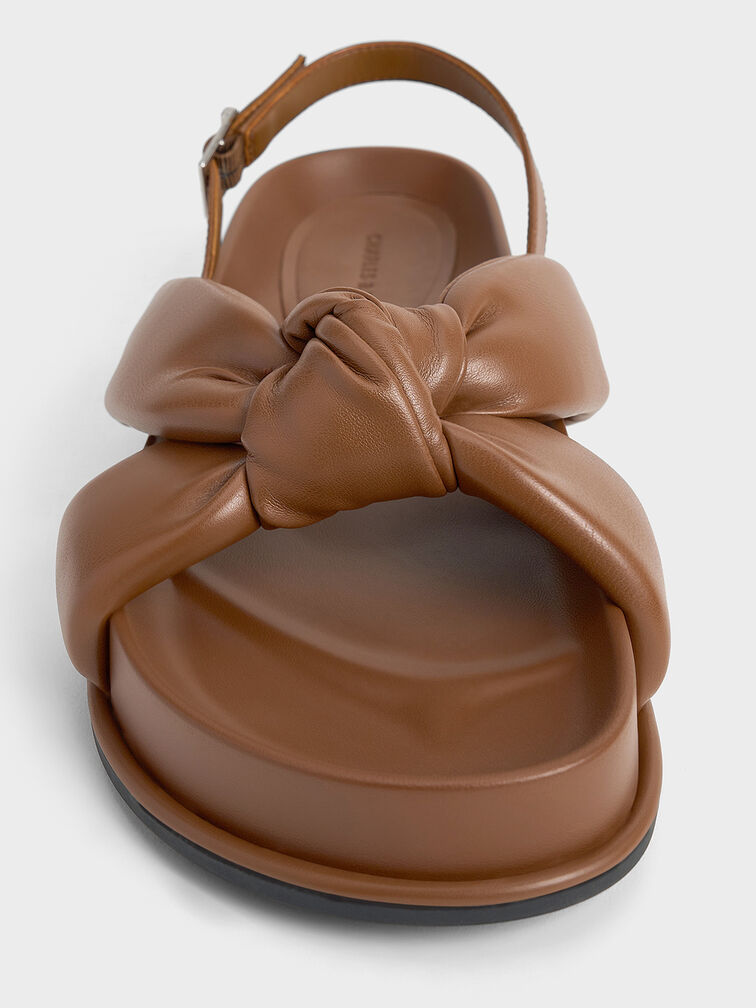 Rosetta Knotted Puffy Sandals, Cognac, hi-res