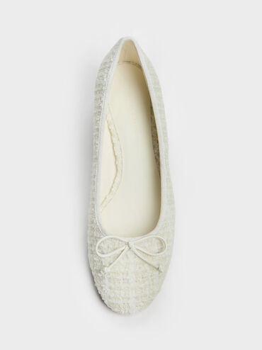 Tweed Bow Ballet Pumps, Multi, hi-res