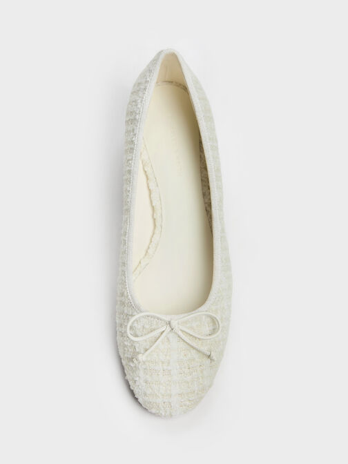 Tweed Bow Ballet Pumps, Multi, hi-res