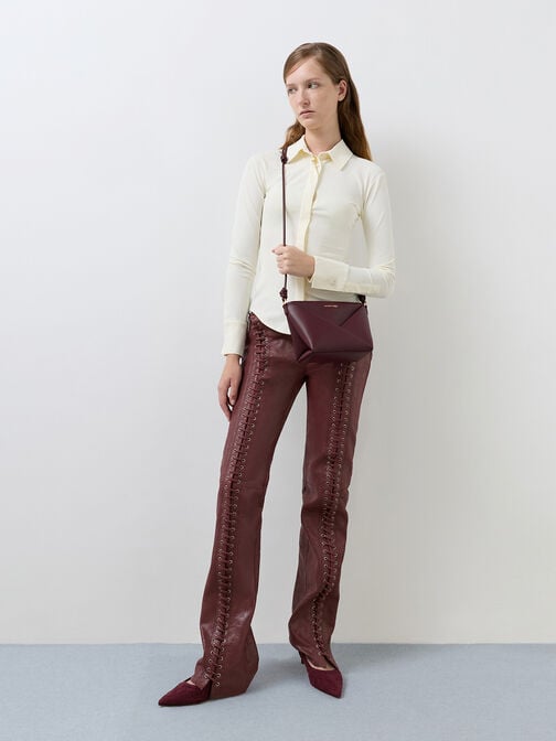 Midori Geometric Crossbody Bag, Wineberry Red, hi-res