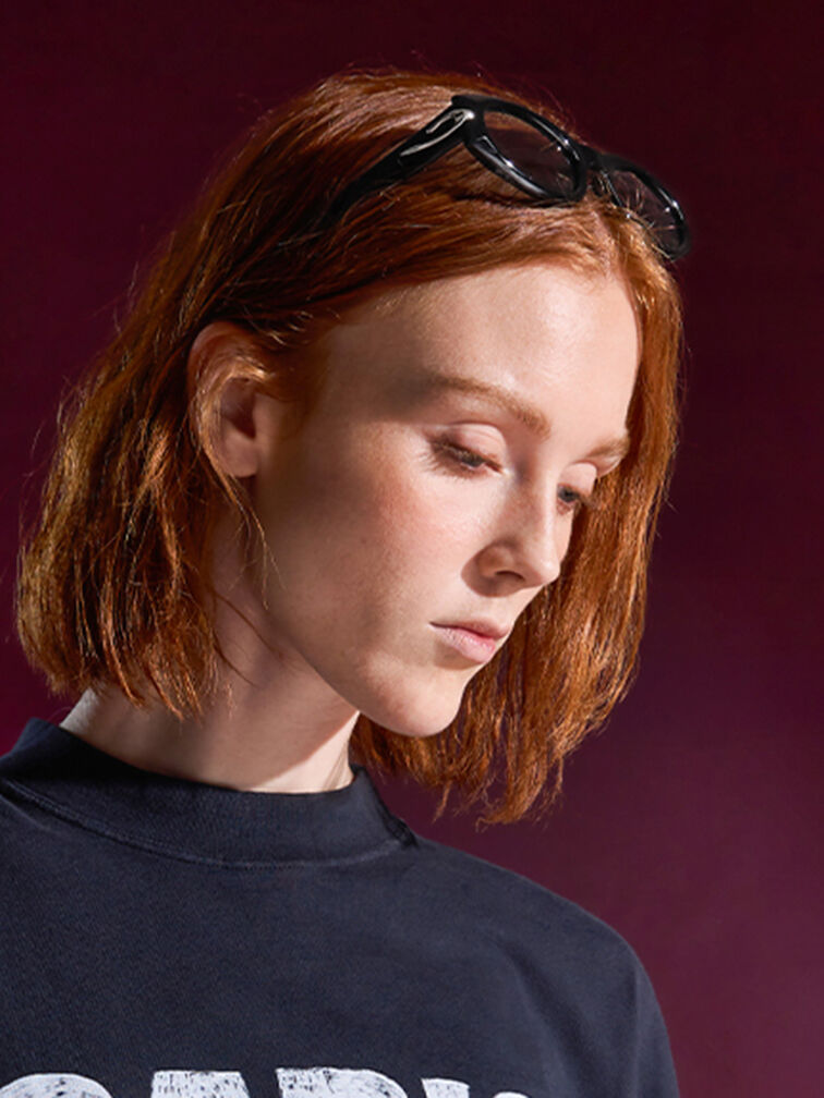 نظارة شمسية إيدي بيضاوية, أسود, hi-res