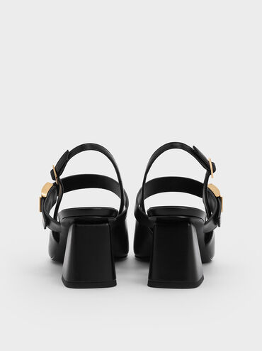 حذاء ماري جاين إيڤيت مكشوف بكعب عالٍ (بامب) وحزام خلفي, أسود, hi-res