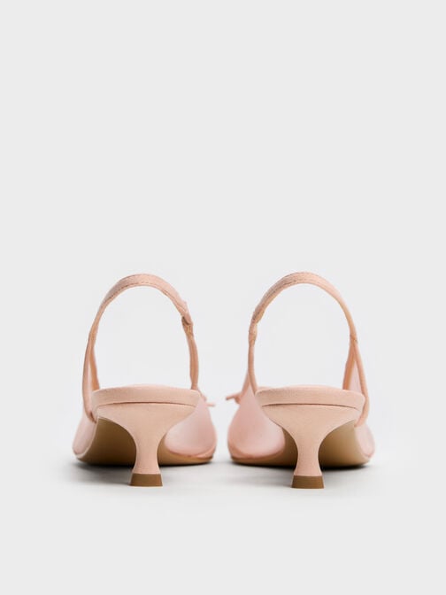 Mulligan Mesh Bow Slingback Pumps, Blush, hi-res