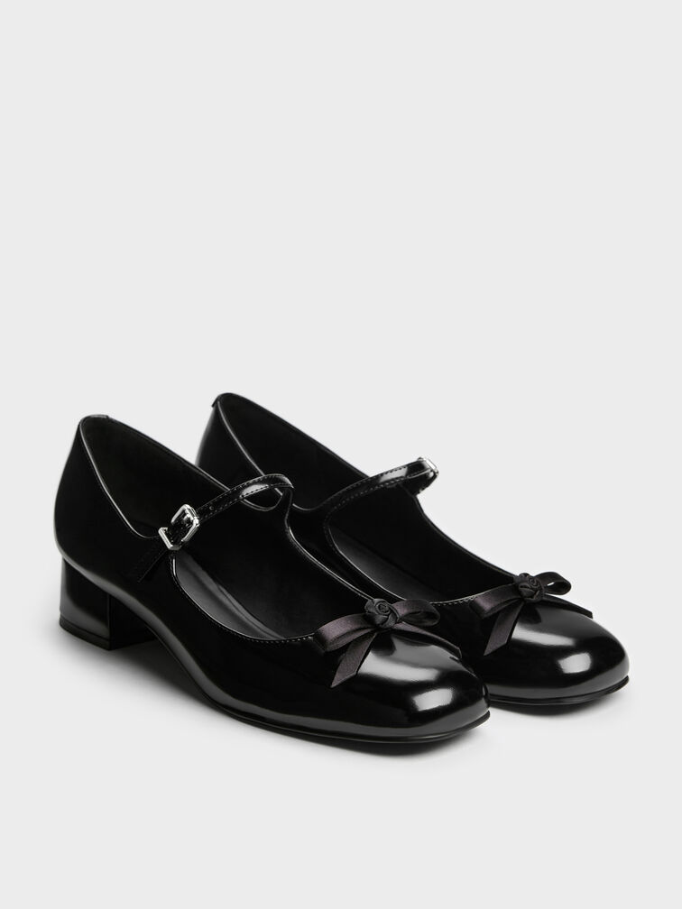 Kelis Rose-Bow Mary Jane Pumps, Black Boxed, hi-res