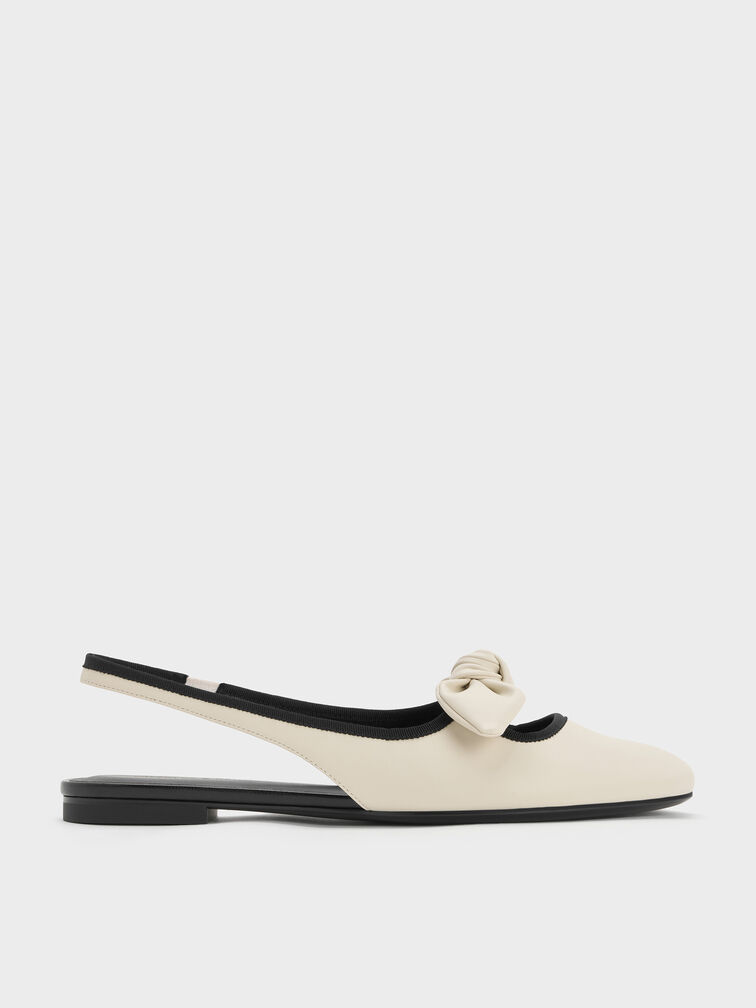 Knot-Bow Slingback Flats, Chalk, hi-res