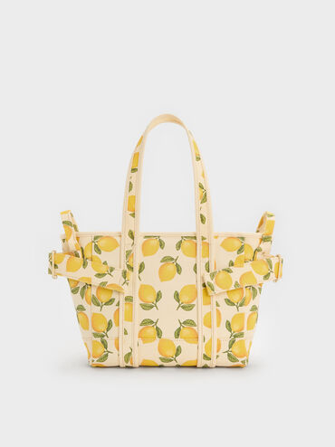 Amity Canvas Lemon-Print Tote Bag, Butter Yellow, hi-res