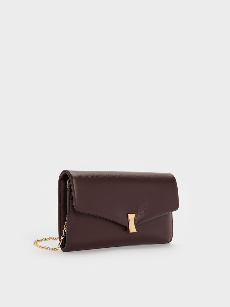 Lilibet Chain-Strap Long Wallet, Plum, hi-res