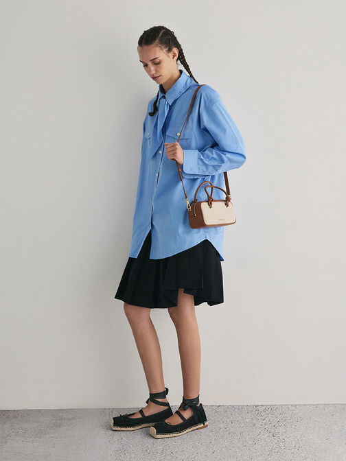 Sammie Canvas Knotted-Handle Elongated Bag, Taupe Canvas, hi-res