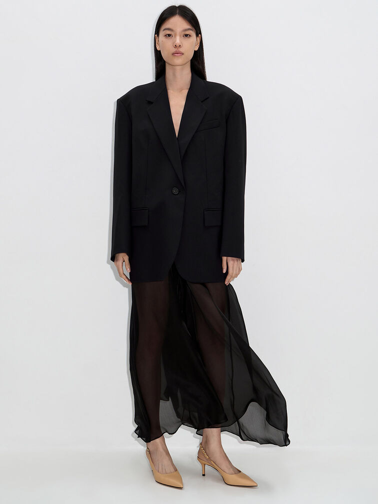 Braided-Chain Slingback Pumps, Beige, hi-res