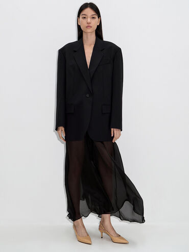 Braided-Chain Slingback Pumps, Beige, hi-res