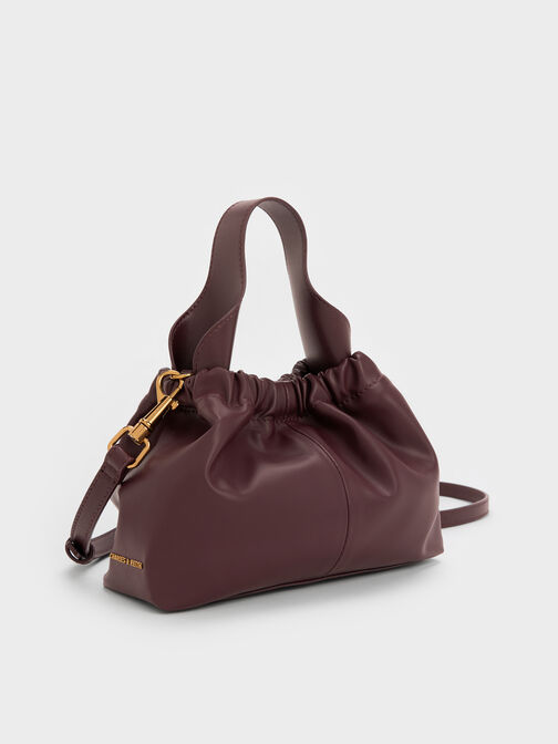 Ally Ruched Slouchy Chain-Handle Bag, Wineberry Red, hi-res