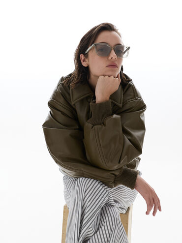 نظارة شمسية مود مربعة أسيتات مُعاد تدويره, رمادي بلمسة خضراء, hi-res