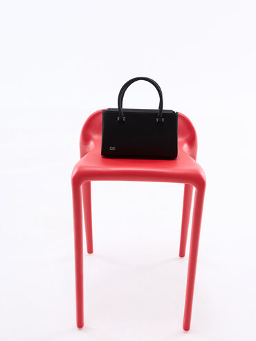 Satin Boxy Tote Bag, Noir, hi-res