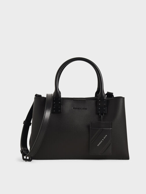 Cameron Double Top Handle Bag, Ultra-Matte Black, hi-res