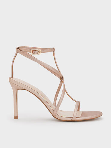 Strappy Stiletto-Heel Sandals, Nude, hi-res
