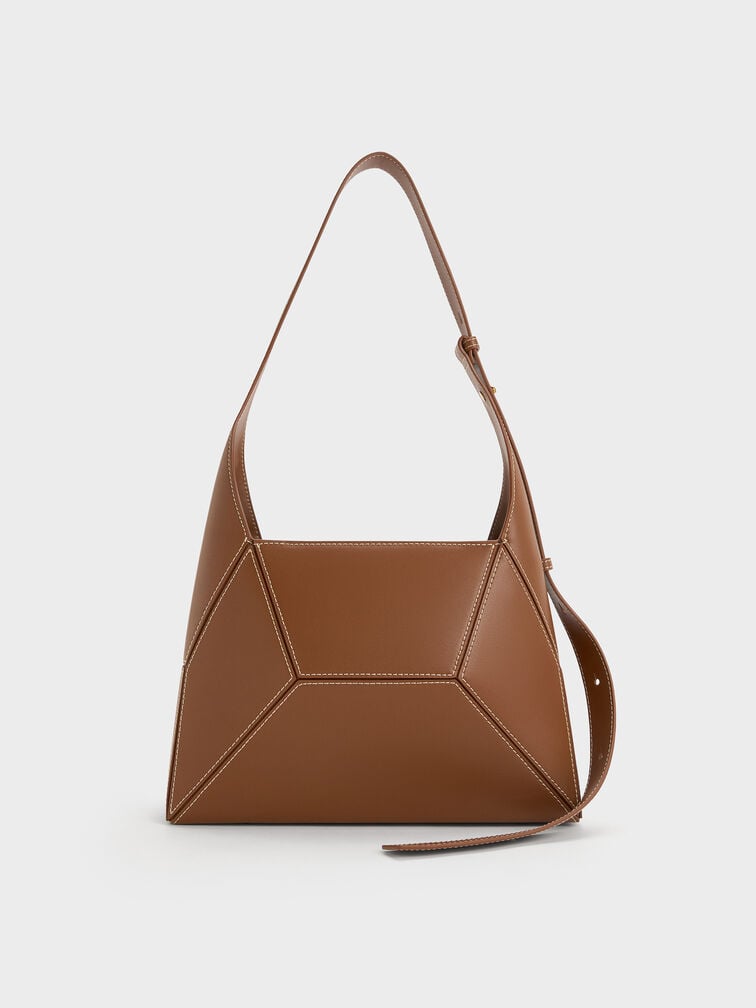 Nasrin Geometric Hobo Bag, Chocolate, hi-res
