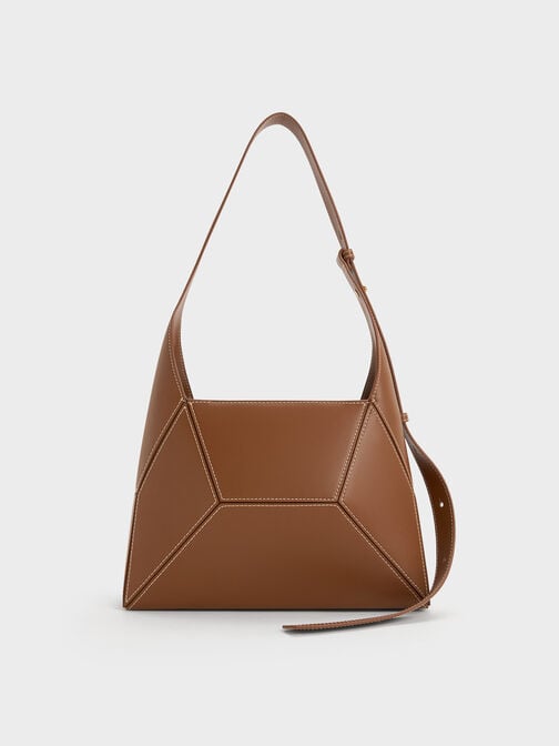 Nasrin Geometric Hobo Bag, Chocolate, hi-res