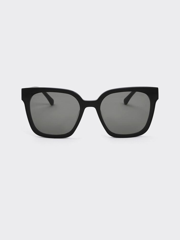 Freya Square Thick-Frame Sunglasses, Black, hi-res