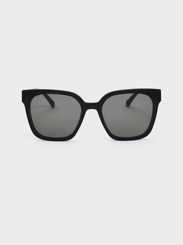 Freya Square Thick-Frame Sunglasses, Black, hi-res