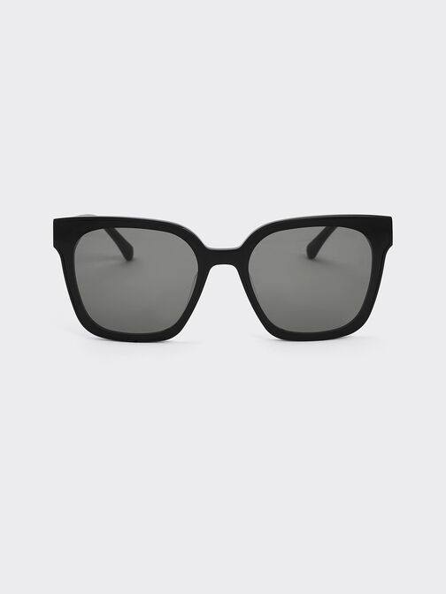 Freya Square Thick-Frame Sunglasses, Black, hi-res
