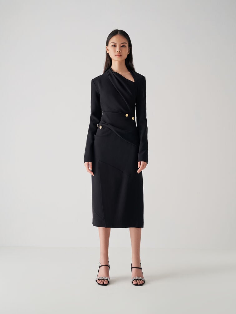 صندل ساتان بكعب ستيليتو مزين بالأحجار, أسود, hi-res