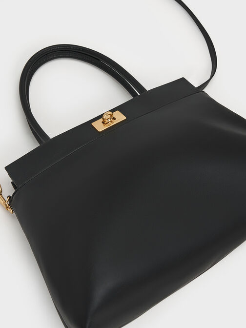 Lennie Top Handle Satchel Bag, Black, hi-res