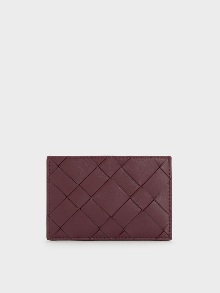 Ivette Woven Card Holder, Wineberry Red, hi-res