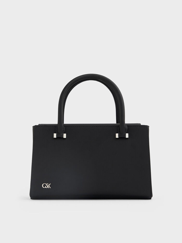 Satin Boxy Tote Bag, Noir, hi-res