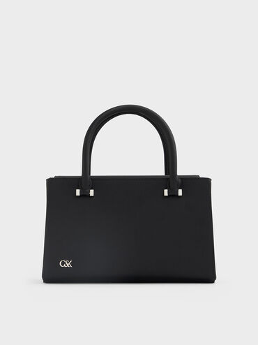 Satin Boxy Tote Bag, Noir, hi-res
