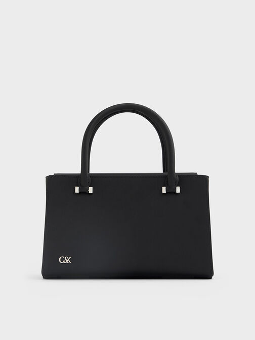 Satin Boxy Tote Bag, Noir, hi-res