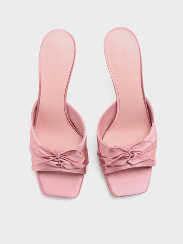 Sadira Satin Heeled Mules, Pink, hi-res