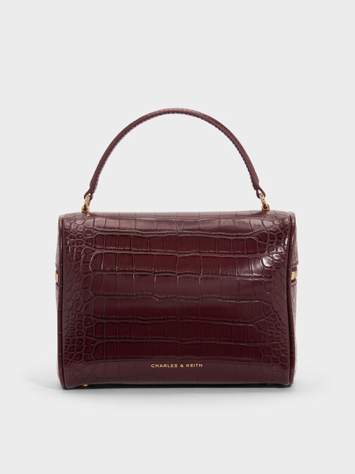 Pansy Croc-Effect Vanity Bag, Wineberry Red, hi-res