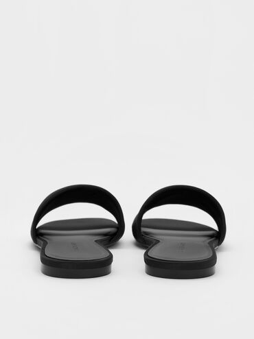 صندل مفتوح سهل الارتداء من الساتان, أسود خشن, hi-res