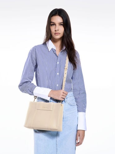 حقيبة توت صغيرة من مجموعة شاليا, بيج, hi-res