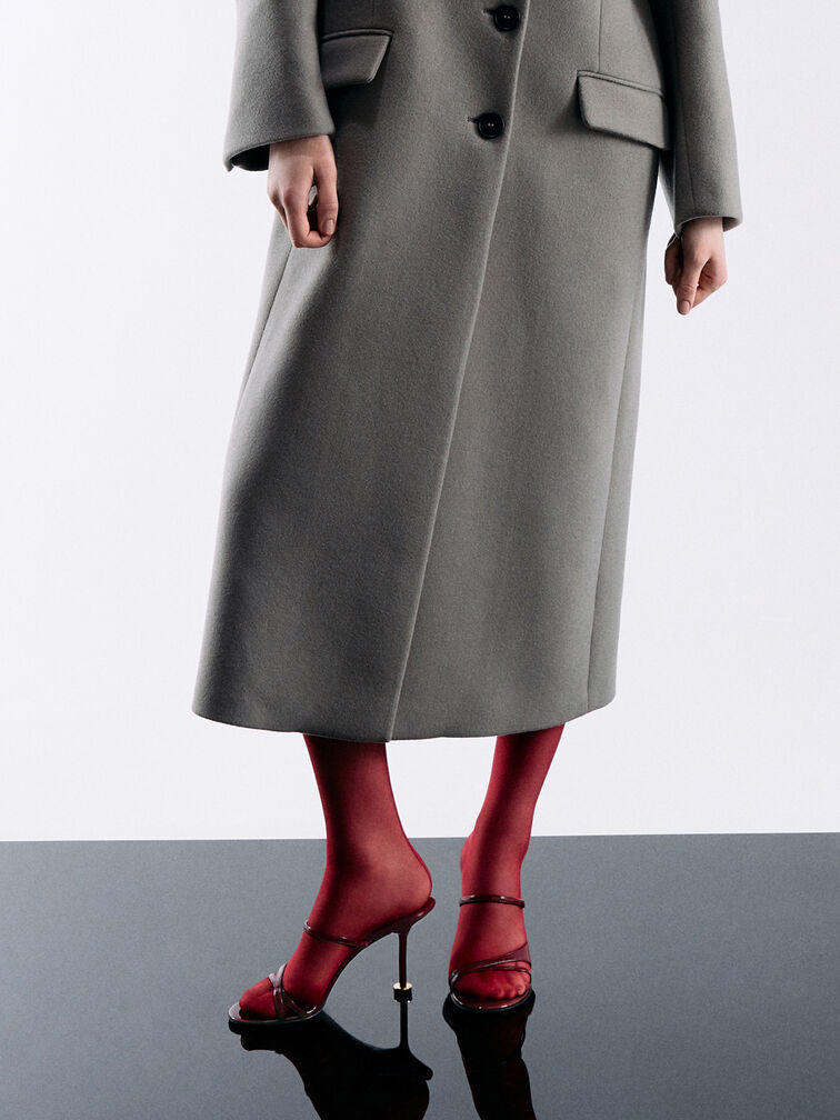 Wynn Patent Crossover Sculptural-Heel Strappy Mules, Red, hi-res