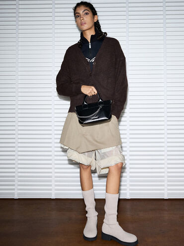 Atwood Crinkle-Effect Chain-Embellished Tote Bag, Noir, hi-res