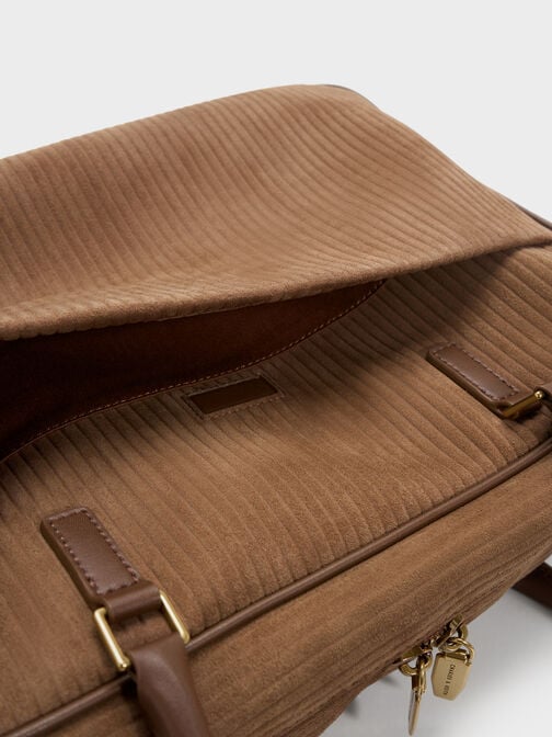 حقيبة بولينغ سيانا كبيرة كوردروي, بني موكا, hi-res