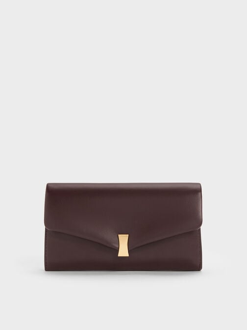 Lilibet Metallic-Accent Chain-Strap Long Wallet, Plum, hi-res