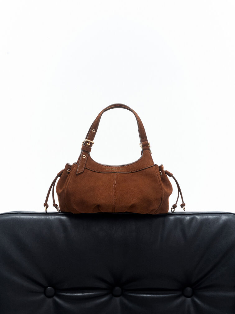 Mini Lillith Drawstring Bucket Bag, Pecan Brown, hi-res