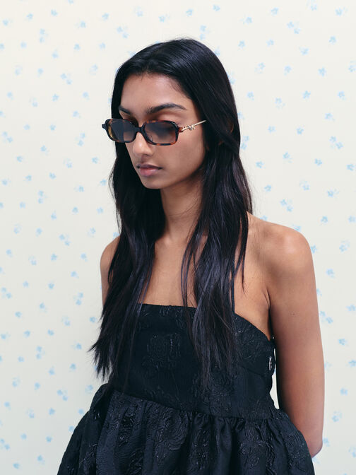 Sable Knot Rectangular Sunglasses, T. Shell, hi-res