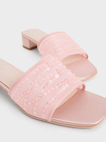 حذاء ميول بكعب مربع مصنوع من خامة شبكية ومزين بالترتر, لون البشرة الطبيعي, hi-res