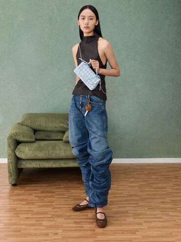 Mulligan Faux Suede & Mesh Mary Janes, Dark Brown Textured, hi-res