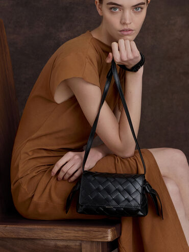 شنطة كروس إيفيت بنقشة منسوجة, أسود كلاسيكي, hi-res