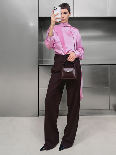 حقيبة أروين بحزام مضفر ومقبض علوي, برقوقي أنيق, hi-res