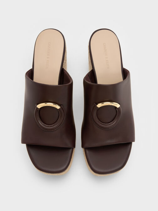 Metallic-Accent Espadrille Wedges, Maroon, hi-res